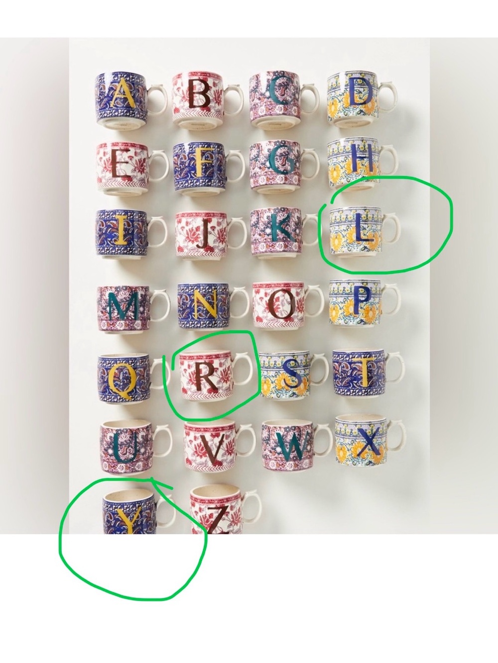 Custom Bundle Blockprinted Monogram Mugs (Includes 3 mugs)